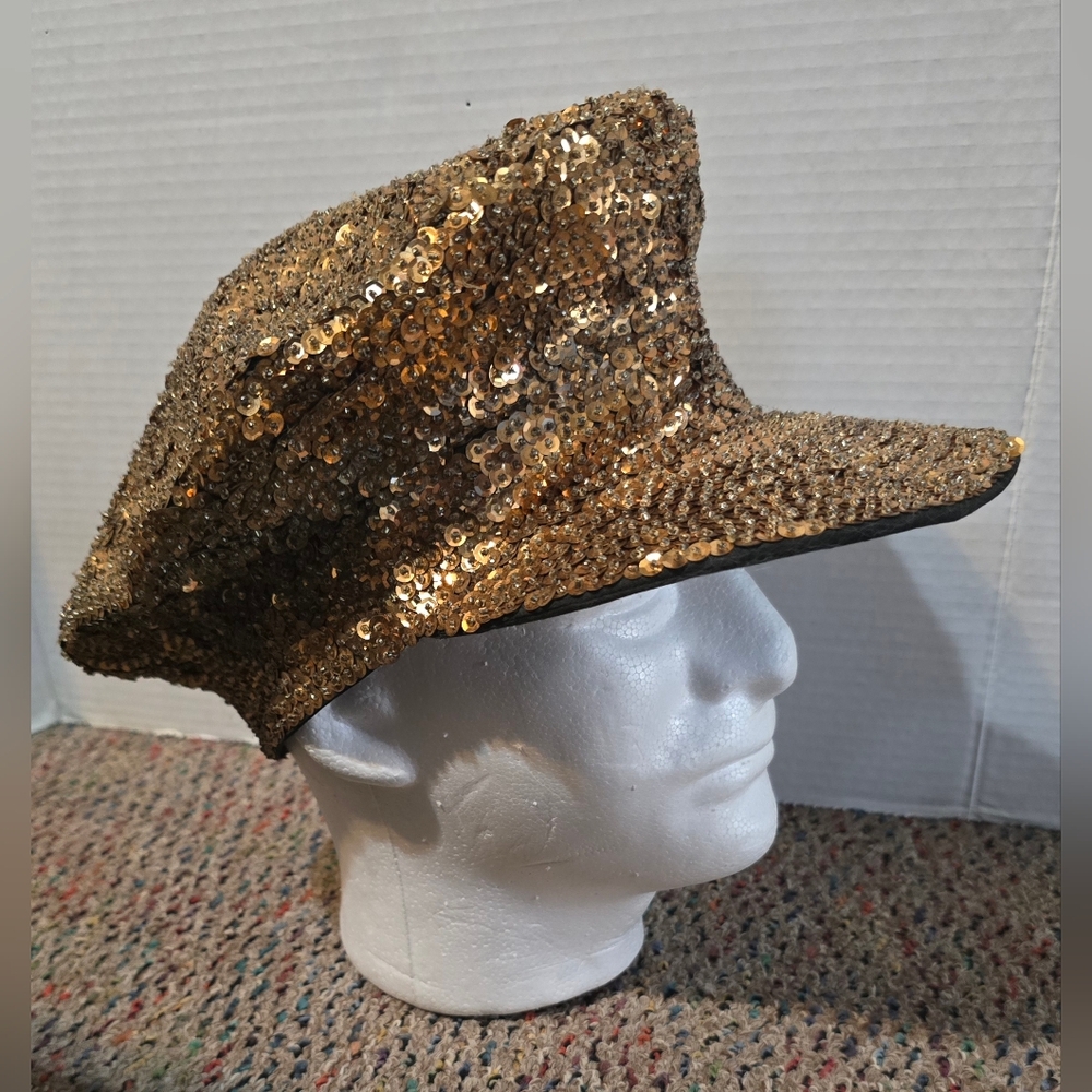 Women's Men's Unisex Vintage Gold Sequin Floppy Cap Hat